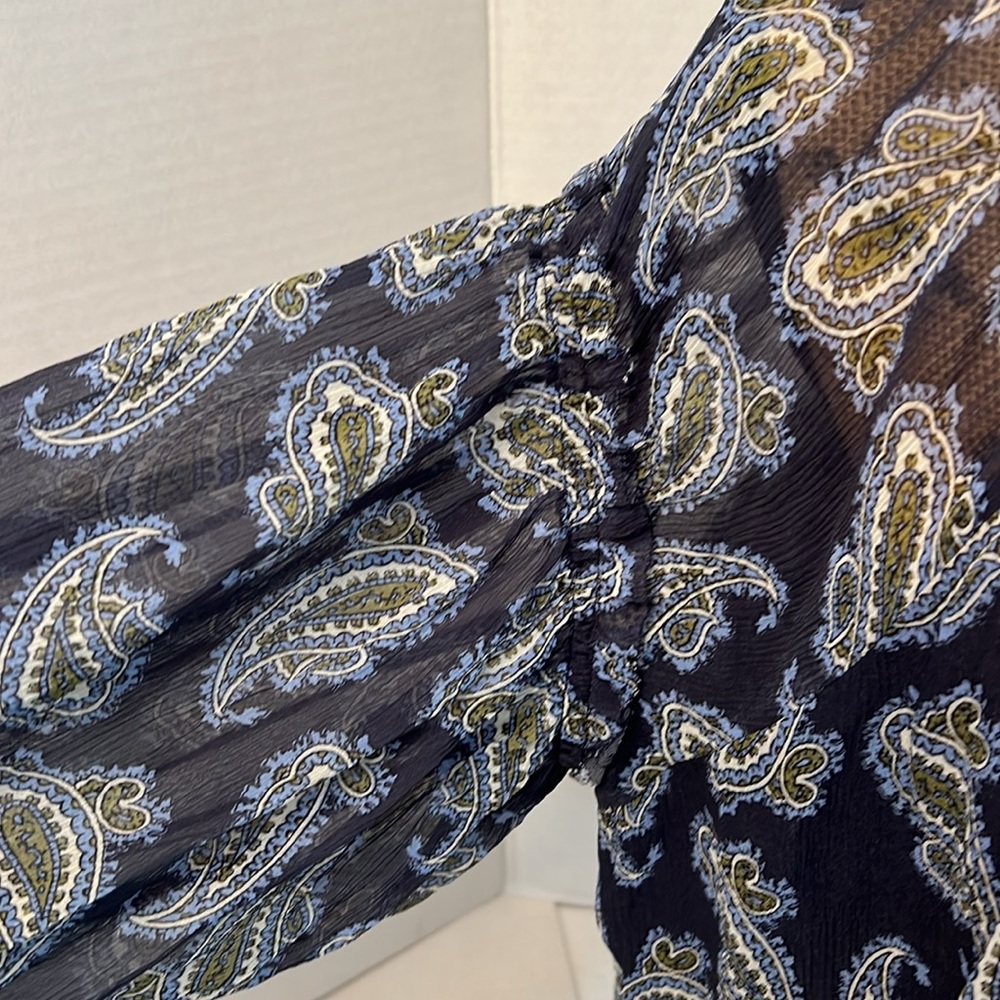 UNSUBSCRIBED SILK PAISLEY OVERSIZED BOHO BLOUSE SIZE 2 - Picture 7 of 16